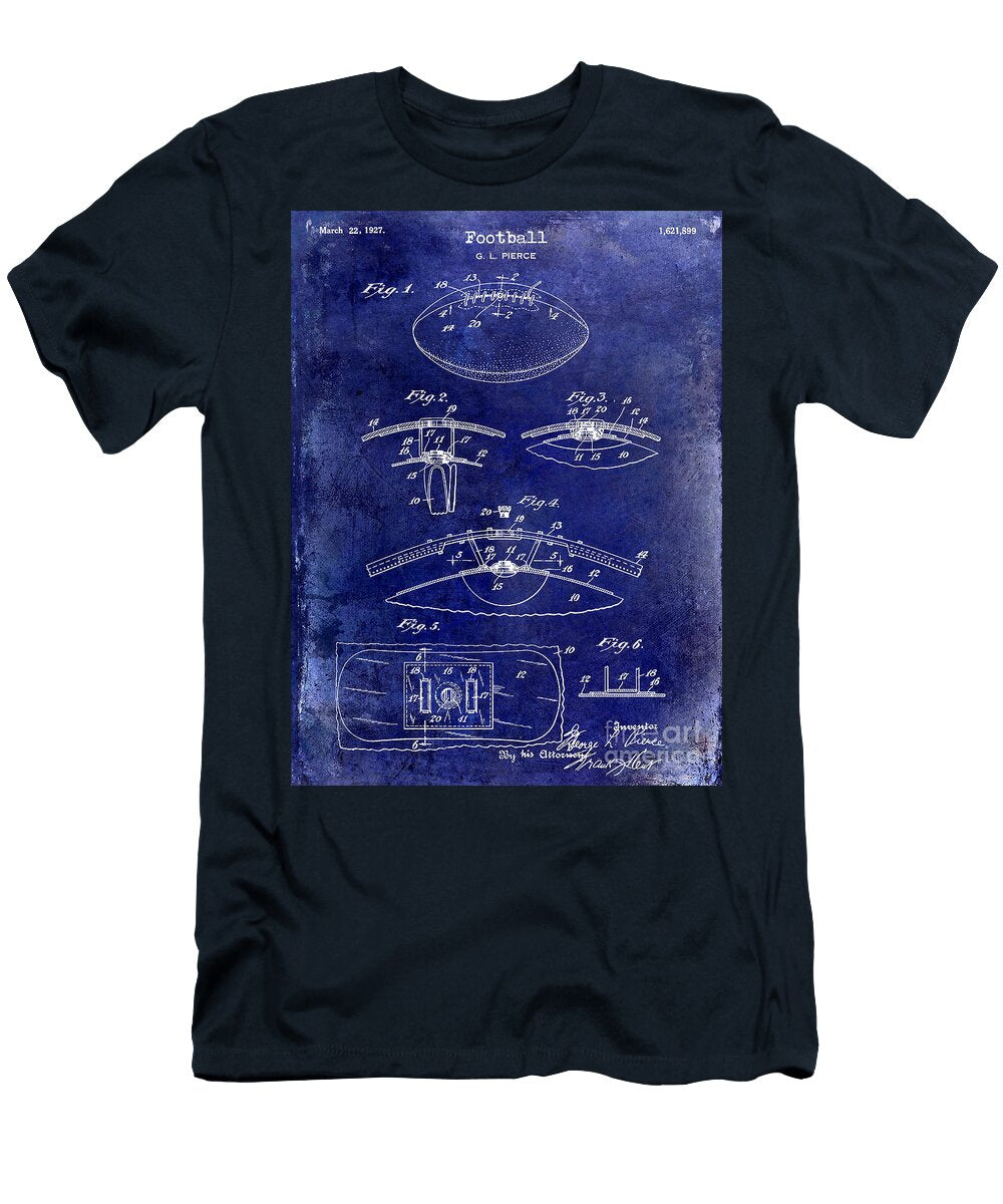 1 1927 Football Patent Drawing Blue Jon Neidert T-Shirt