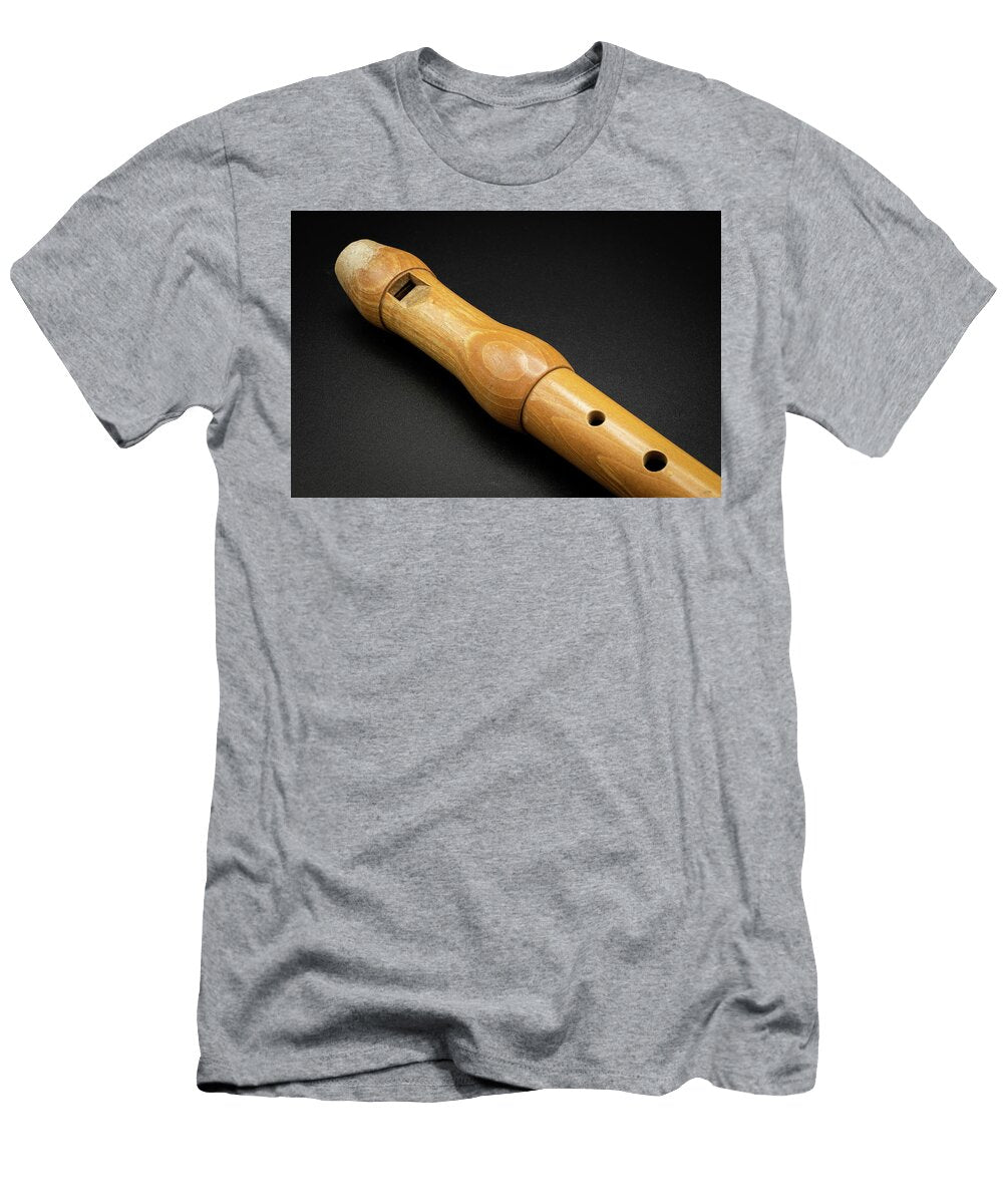 1 a Wooden Soprano Recorder Lying on Black Background Stefan Rotter T-Shirt