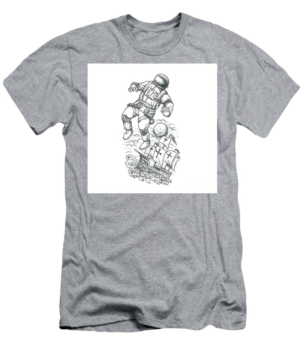 1 Astronaut Tethered to Caravel Tattoo Aloysius Patrimonio T-Shirt
