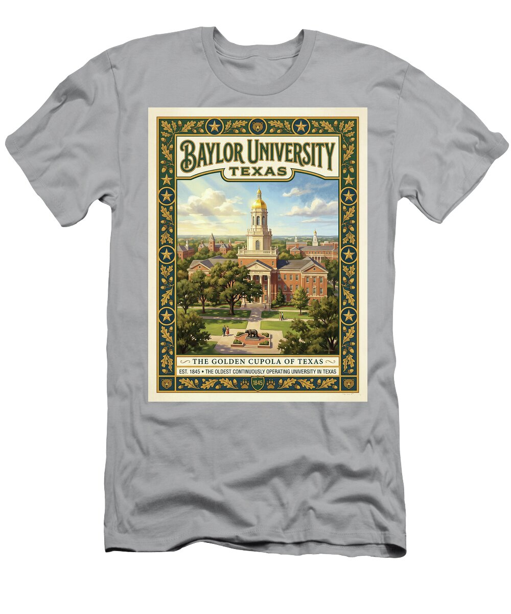 1 Baylor University Campus Scene Iconic Vintage Travel Poster Sampadart Gallery T-Shirt