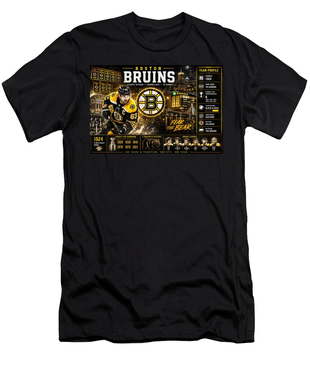 1 Boston Bruins Centennial Celebration Kevin Walker and Pixel Reverie T-Shirt