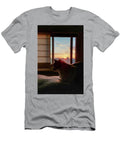 1 Cat Lays on Bed At Sunset Reyes Calvo T-Shirt