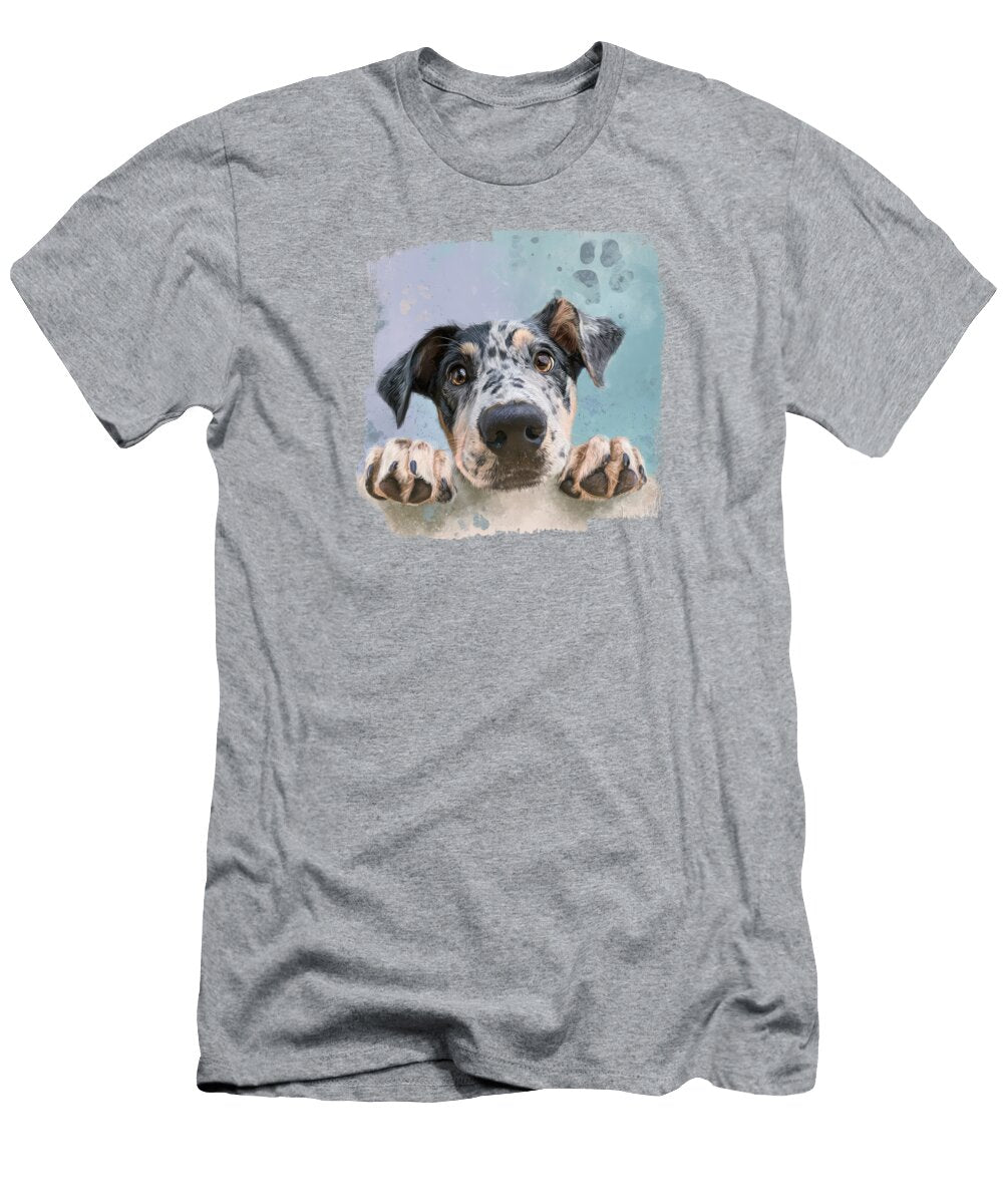 1 Catahoula Leopard Dog Peeking Over Wall 02 Elisabeth Lucas T-Shirt