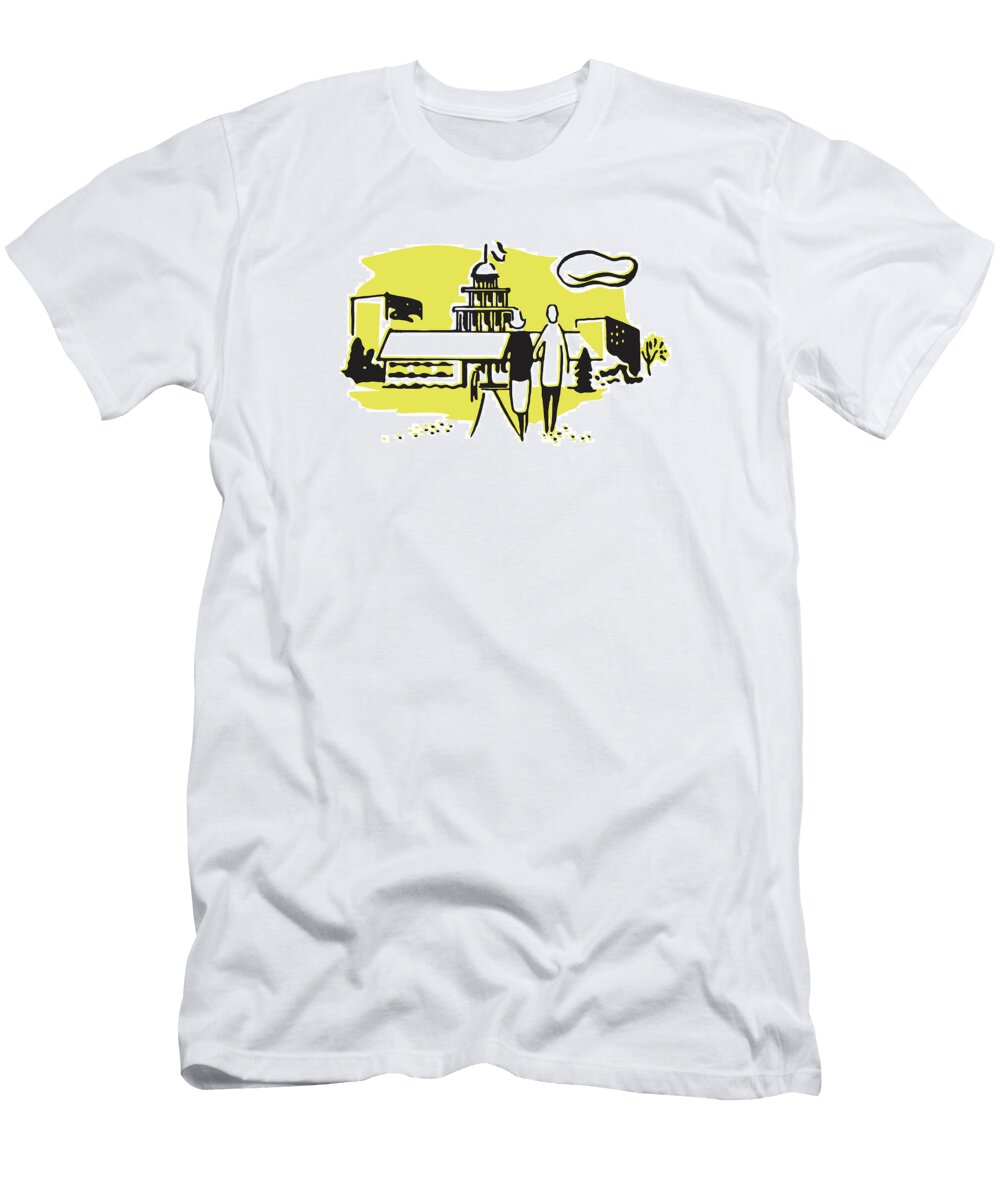 1 Couple Walking Toward a Public Building Csa Images T-Shirt