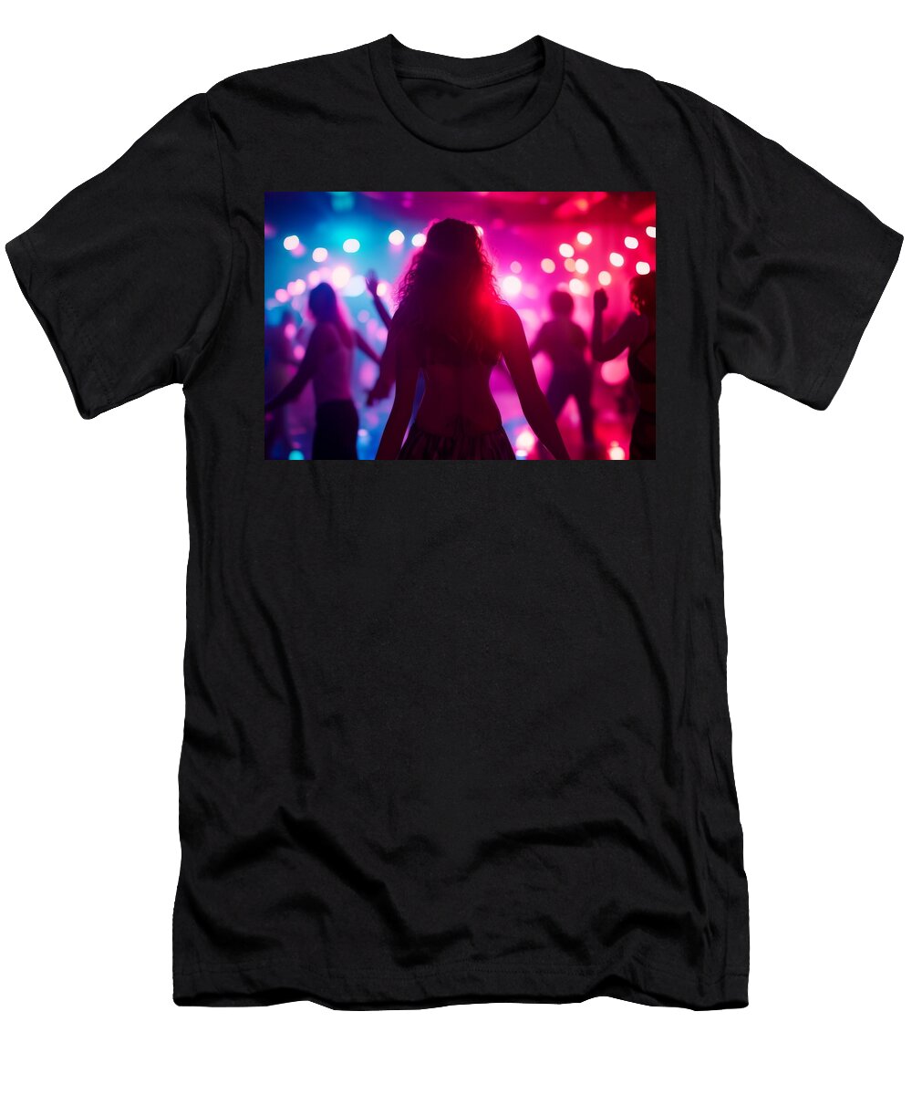 1 Dance Funky Montage Music Musical Audio Background Rainbow Equalizer Abstract Three Dimensional Illustration Fractal Digital Square Reflections Colourful Grid Geometric Graphic Glowing Wafe Akkash T-Shirt