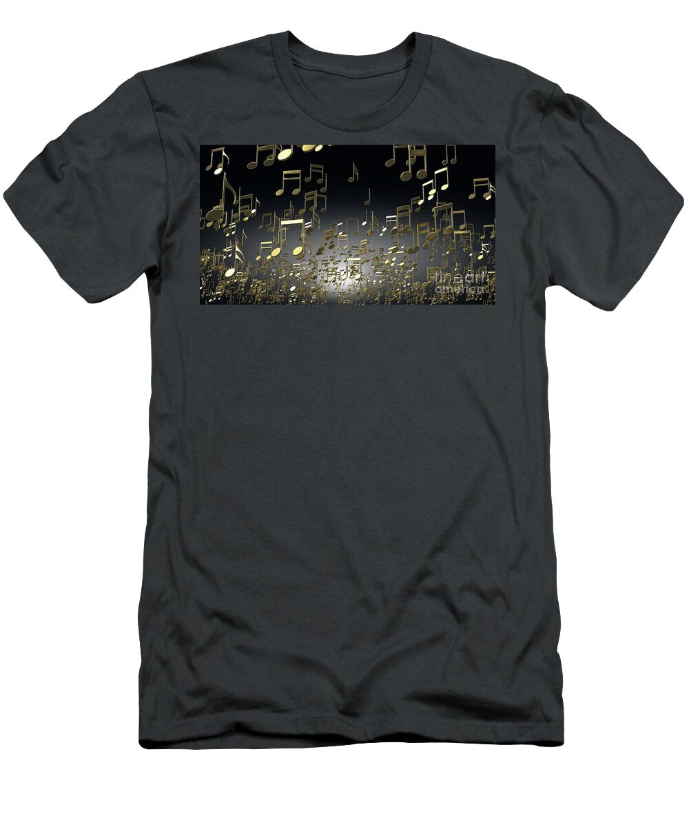 1 Gold Musical Notes Floating Allan Swart T-Shirt