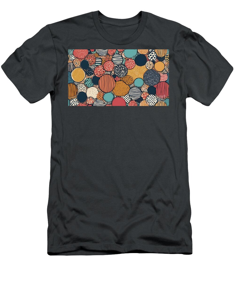 1 Hand Drawn Geometric Seamless Round Circular Dot Polka Dot Pat Turgay Koca T-Shirt