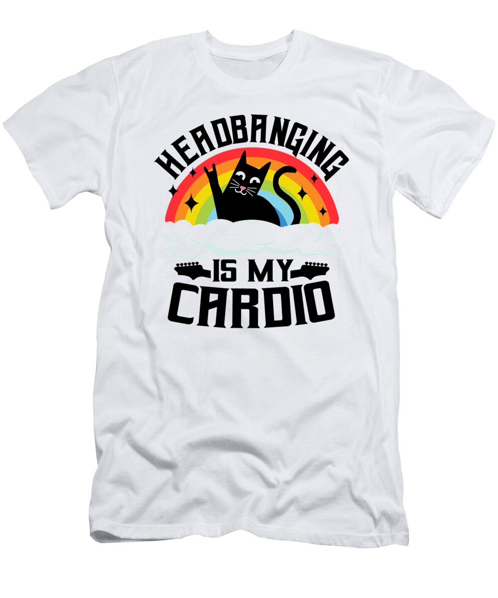 1 Headbanging Is My Cardio Cat Rainbow Heavy Metal Cats Lisa Stronzi T-Shirt