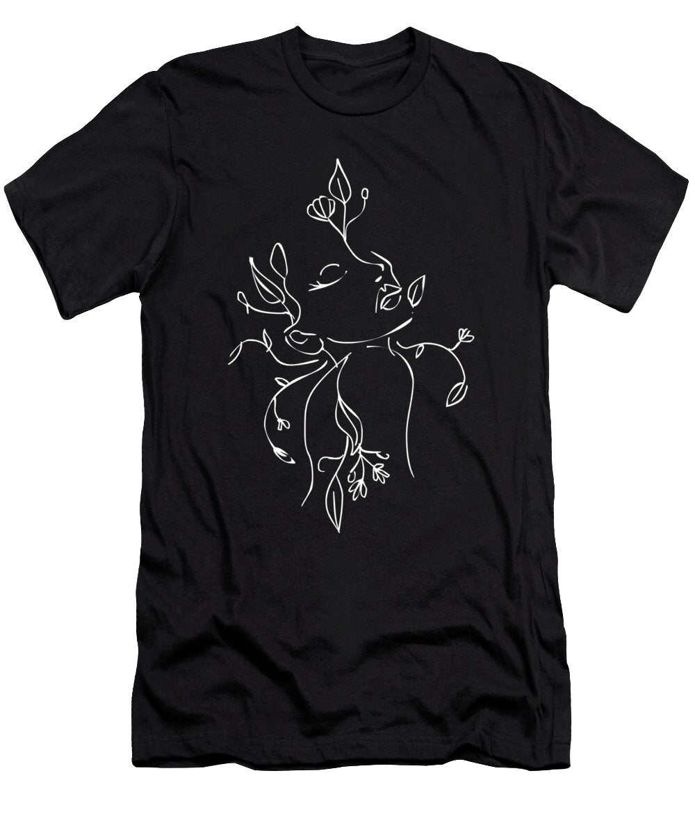 1 Lineart Lady with Plants Manuel Schmucker T-Shirt