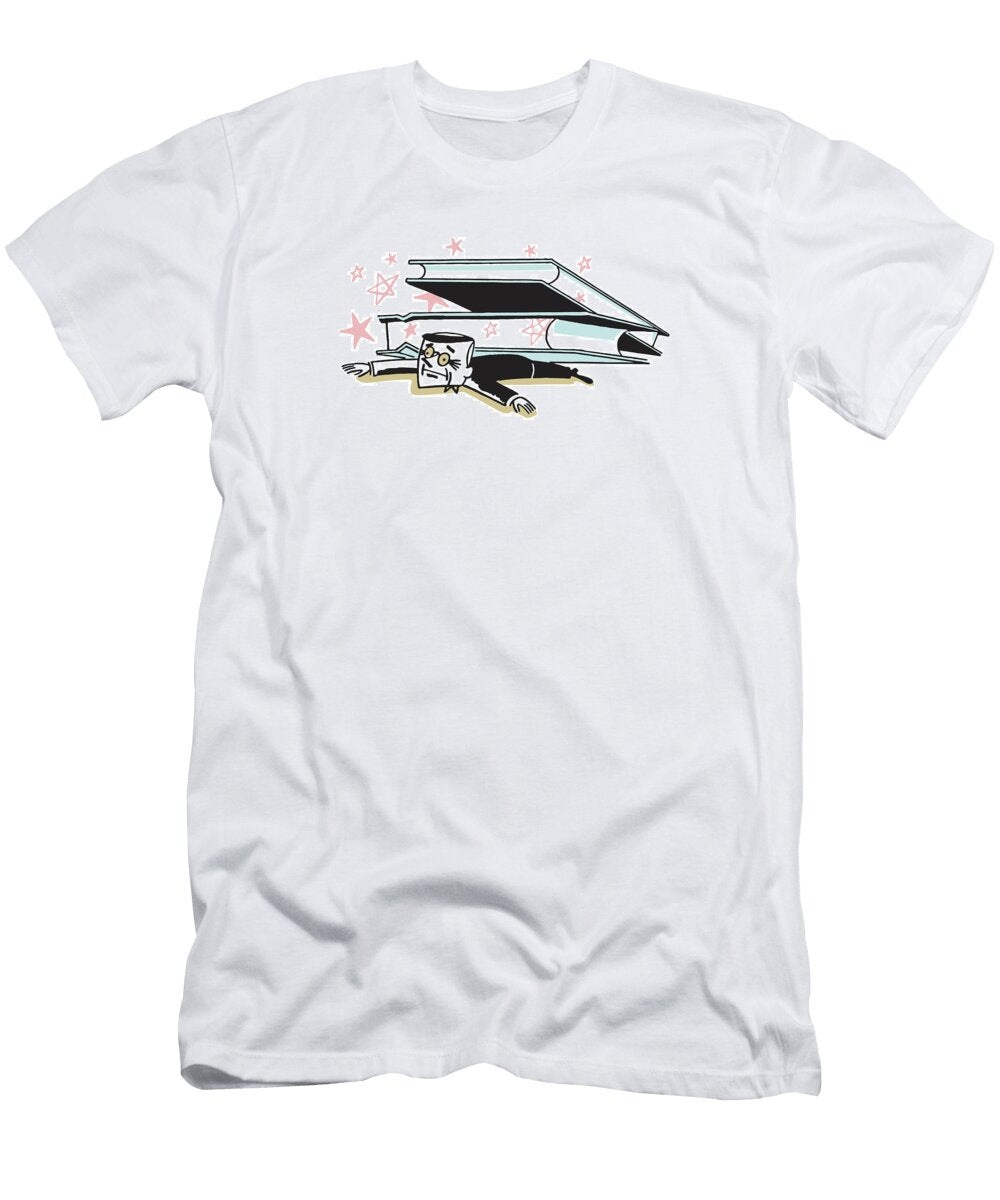 1 Man Crushed By Books Csa Images T-Shirt