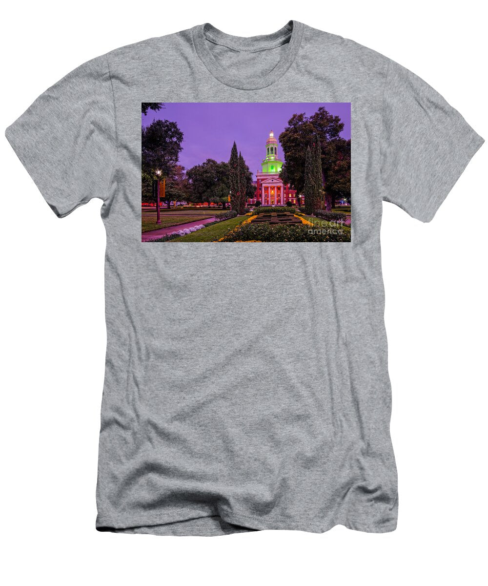 1 Morning Twilight Shot of Pat Neff Hall From Founders Mall At Baylor University Waco Central Texas Silvio Ligutti T-Shirt