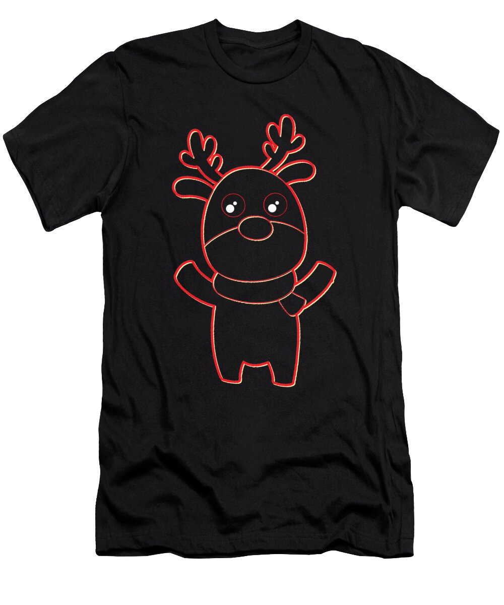 1 Reindeer Christmas Lineart Manuel Schmucker T-Shirt