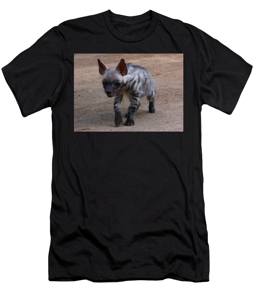 1 Striped Hyena Cub on Dirt Path Brittney Powers T-Shirt