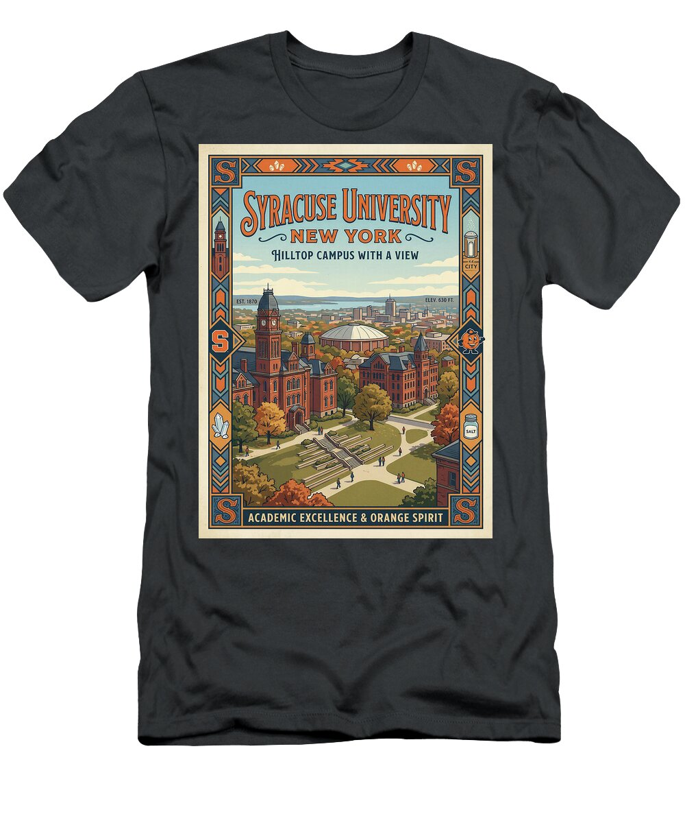 1 Syracuse University Campus View Iconic Vintage Travel Poster Sampadart Gallery T-Shirt