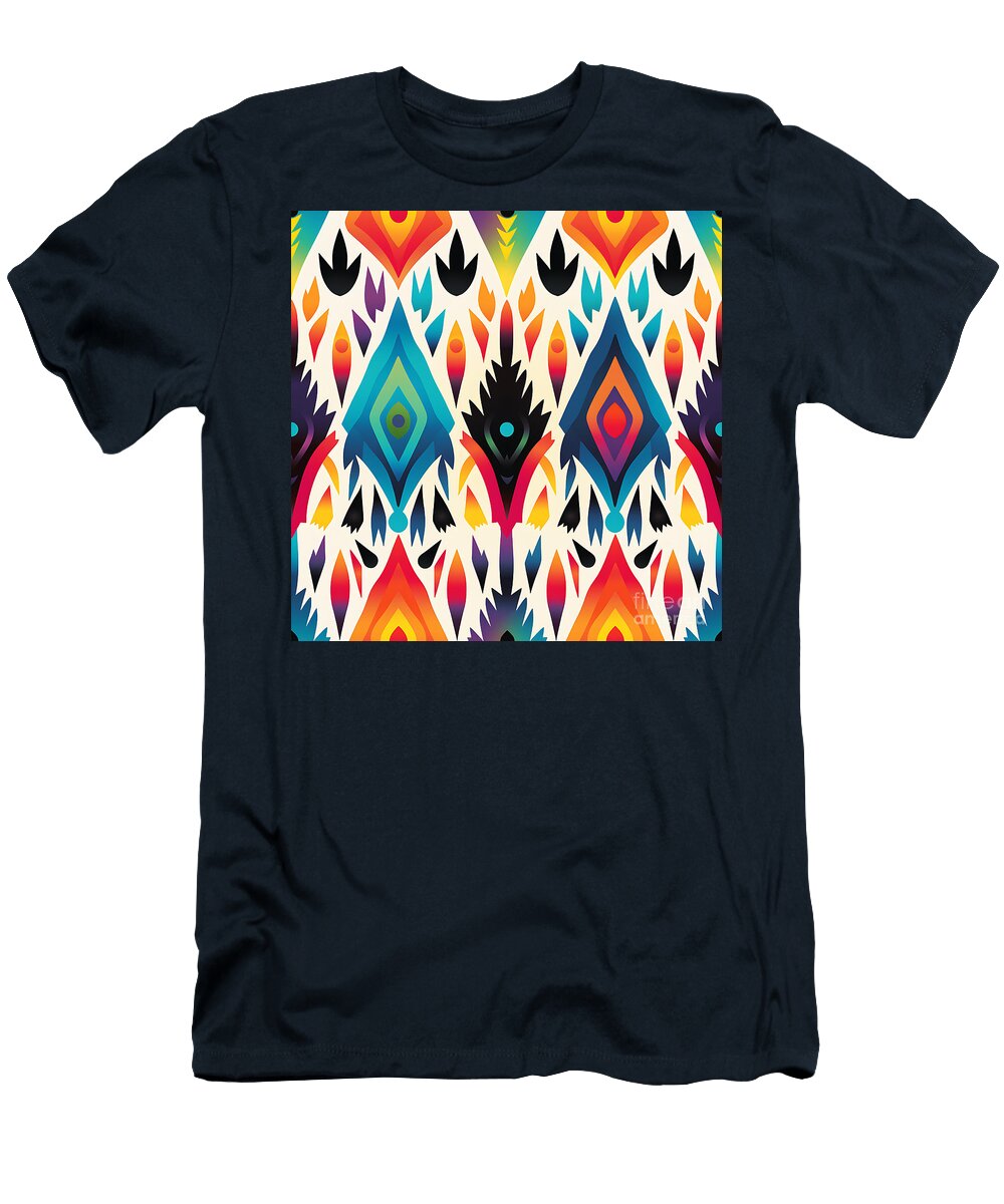 1 Tribal Wall Stencils Watercolor Vibrant Colors By Asar Studios Celestial Images T-Shirt