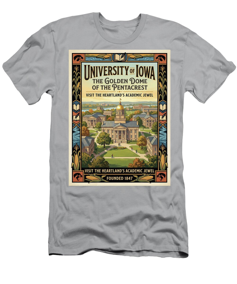 1 University of Iowa Iconic Vintage Travel Poster Sampadart Gallery T-Shirt