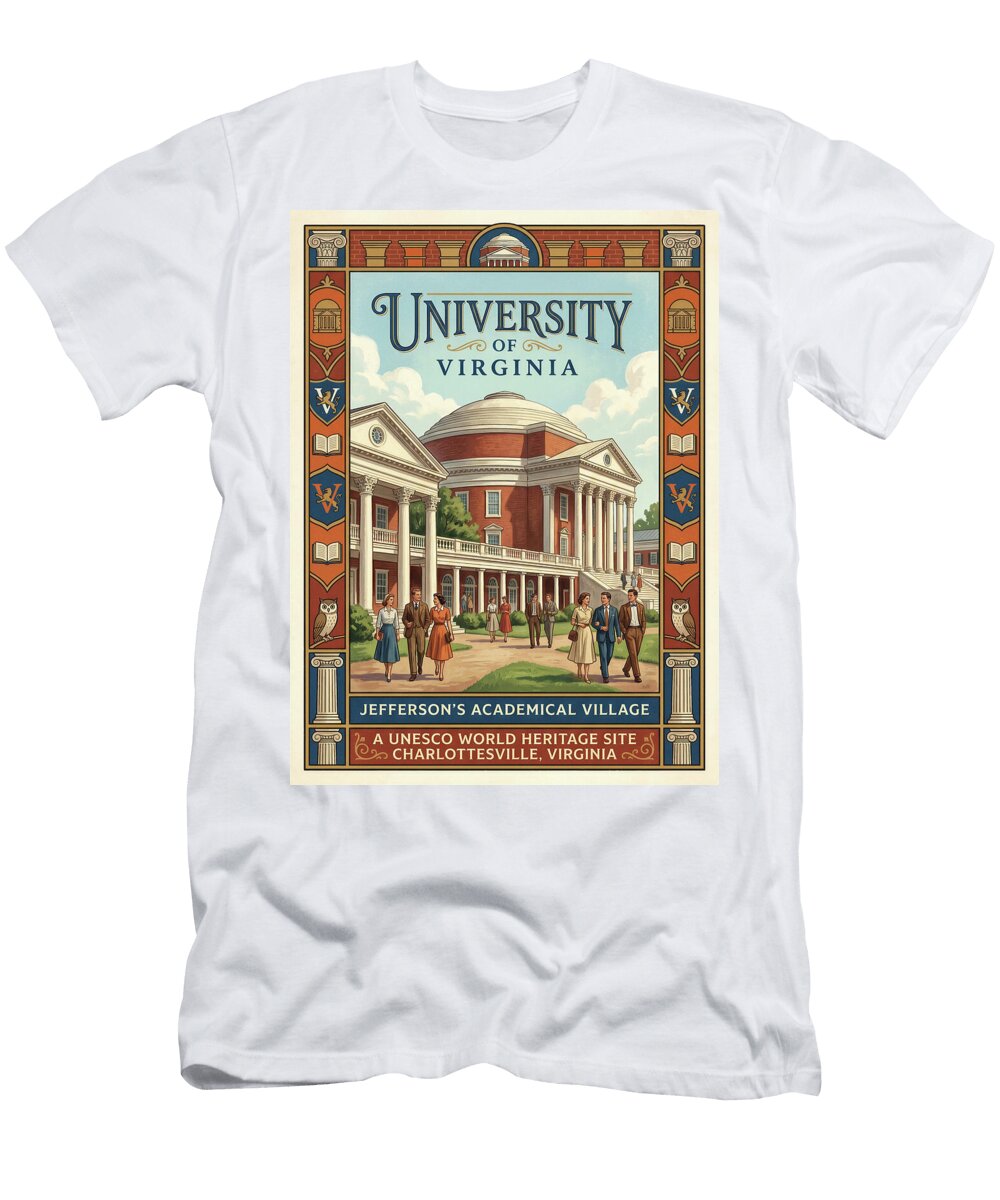 1 University of Virginia Campus Scene Iconic Vintage Travel Poster Sampadart Gallery T-Shirt