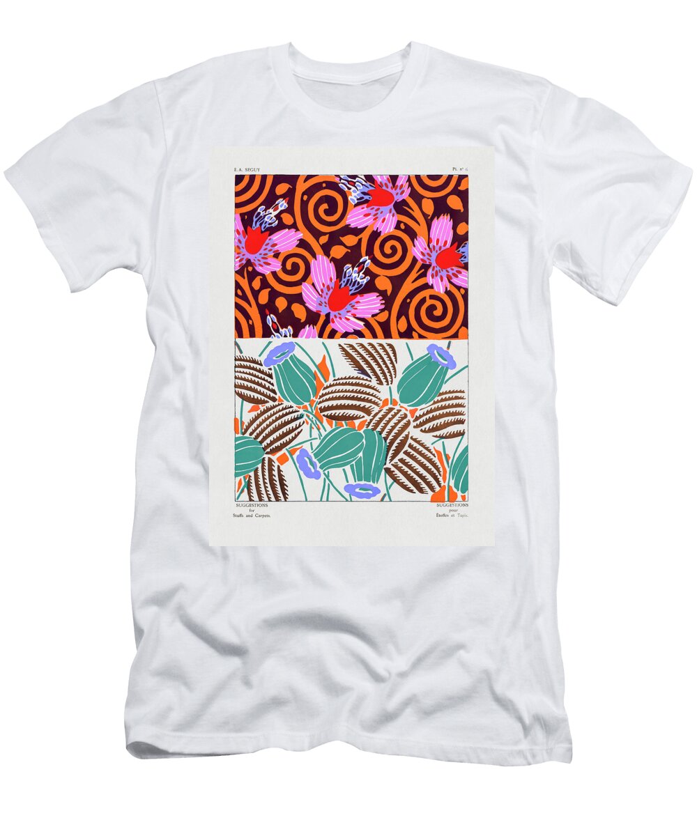 1 Vintage Flower Patterns Elegant Art Nouveau Pochoir Stencil Pri Seguy T-Shirt