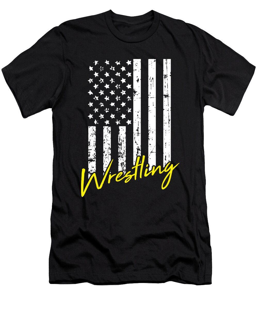 1 Wrestling American Flag Motive for a Wrestler or Fighter Tom Schiesswald T-Shirt