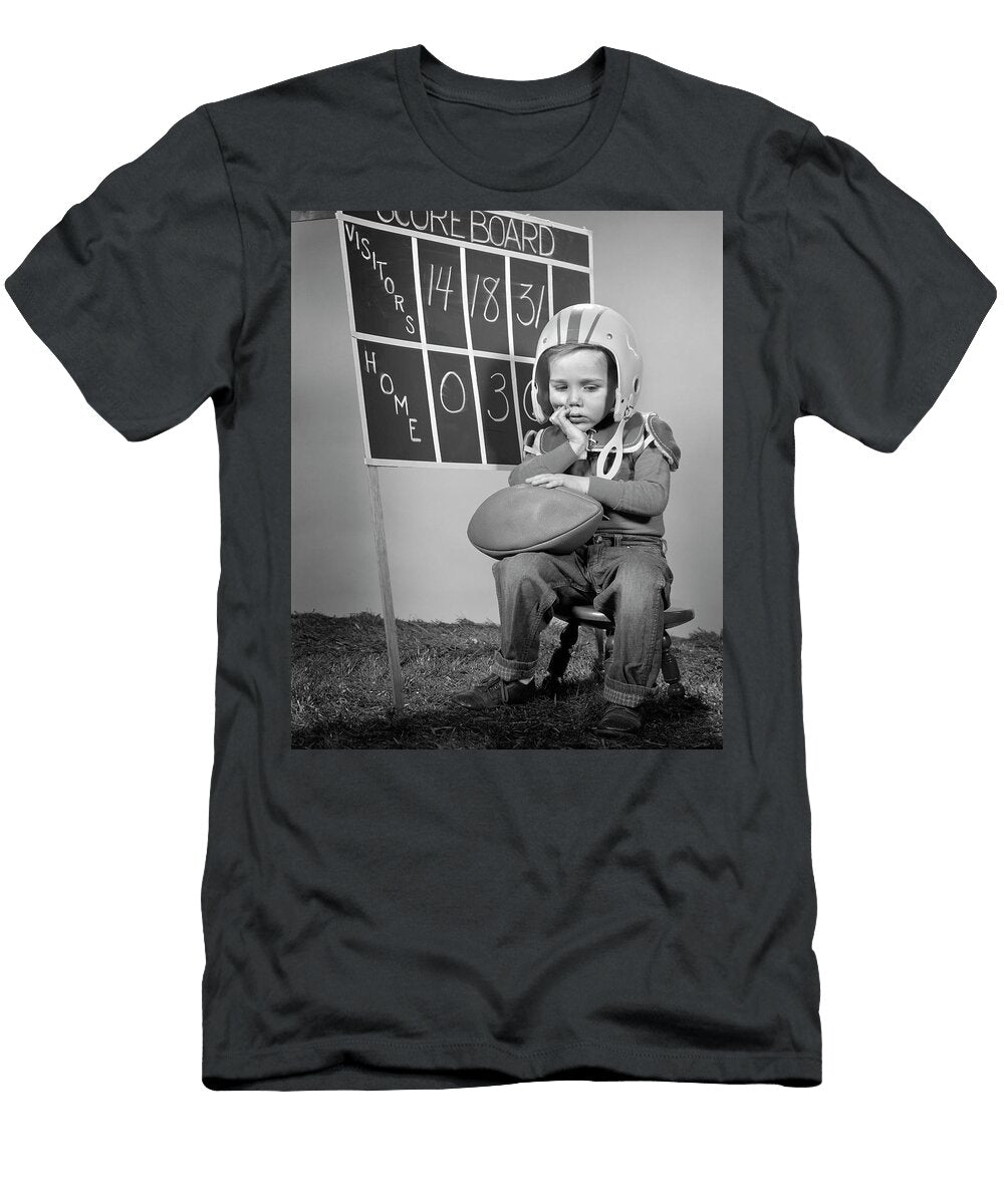 1960s Dejected Boy Wearing Helmet Vintage Images T-Shirt