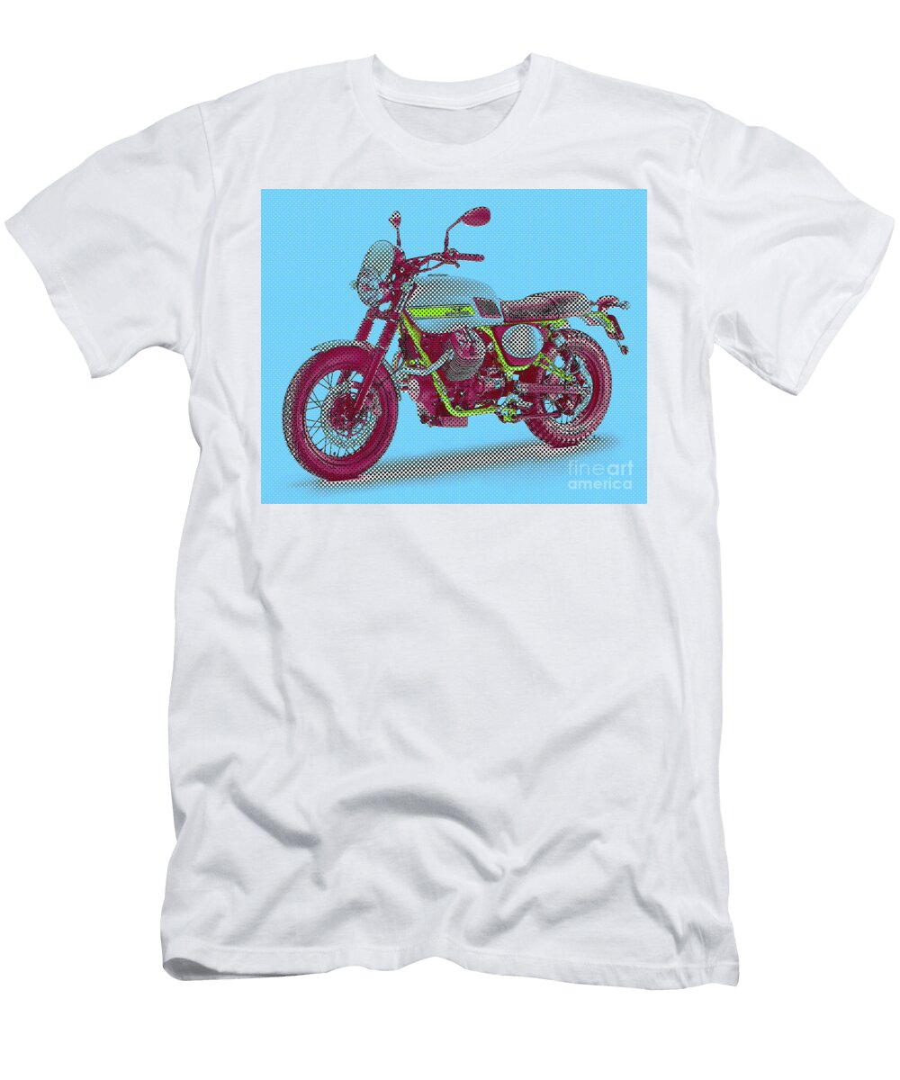 2 2016 Moto Guzzi V7ii Stornellopop Art Brush and Bike T-Shirt