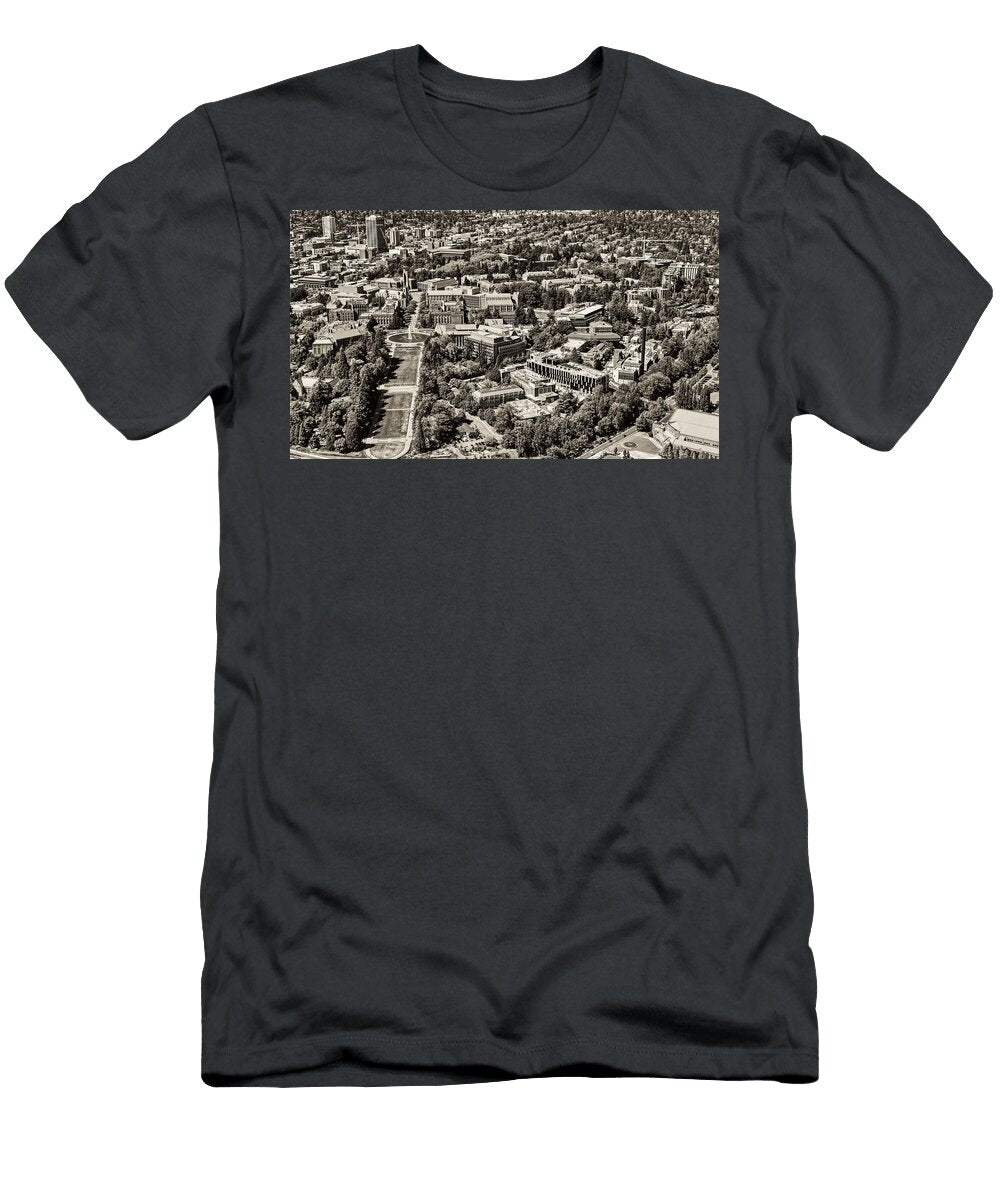 2 Aerial View of the University of Washington Campus Mountain Dreams T-Shirt