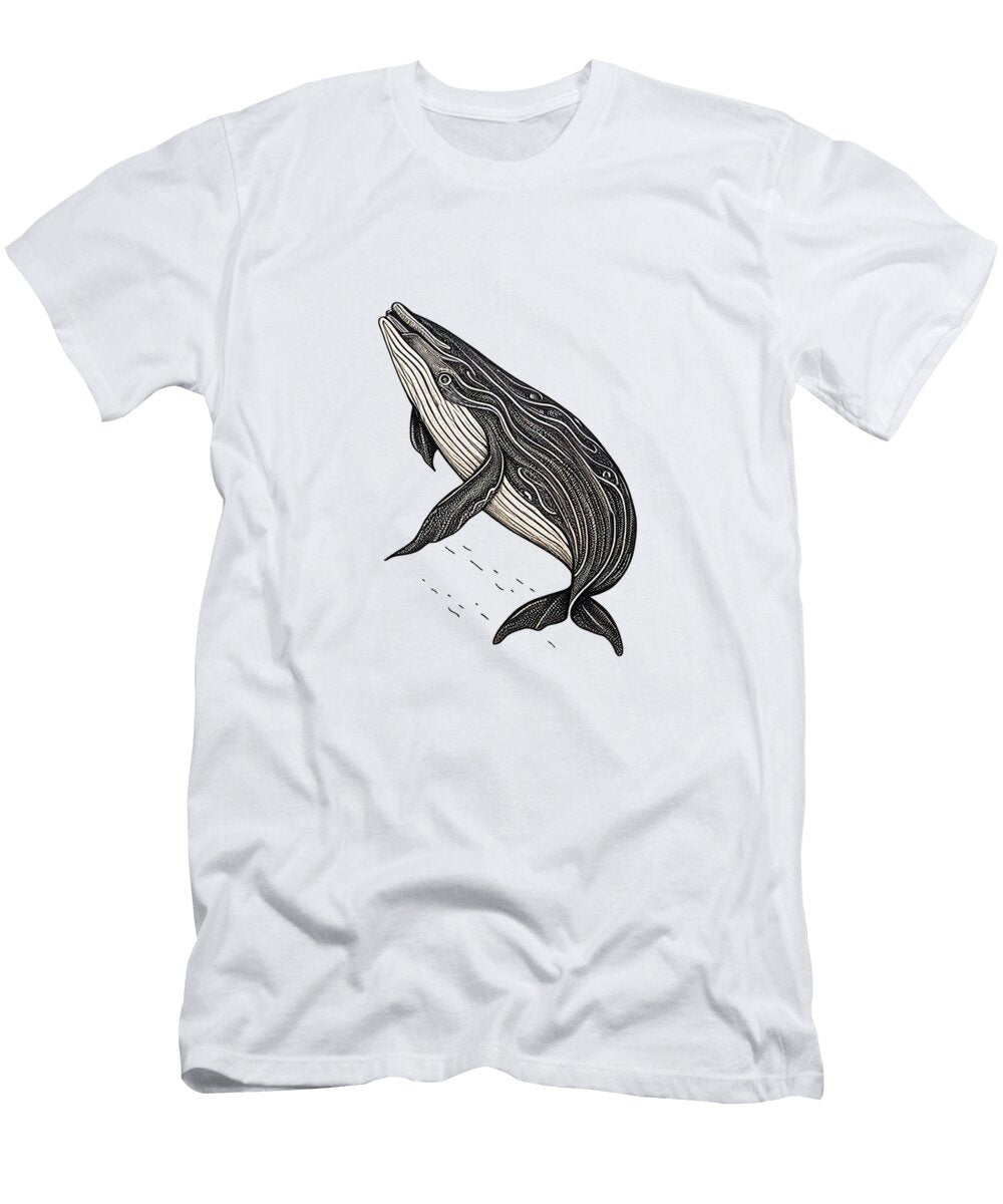 2 Black and White Whale Stencil About Passion Art T-Shirt
