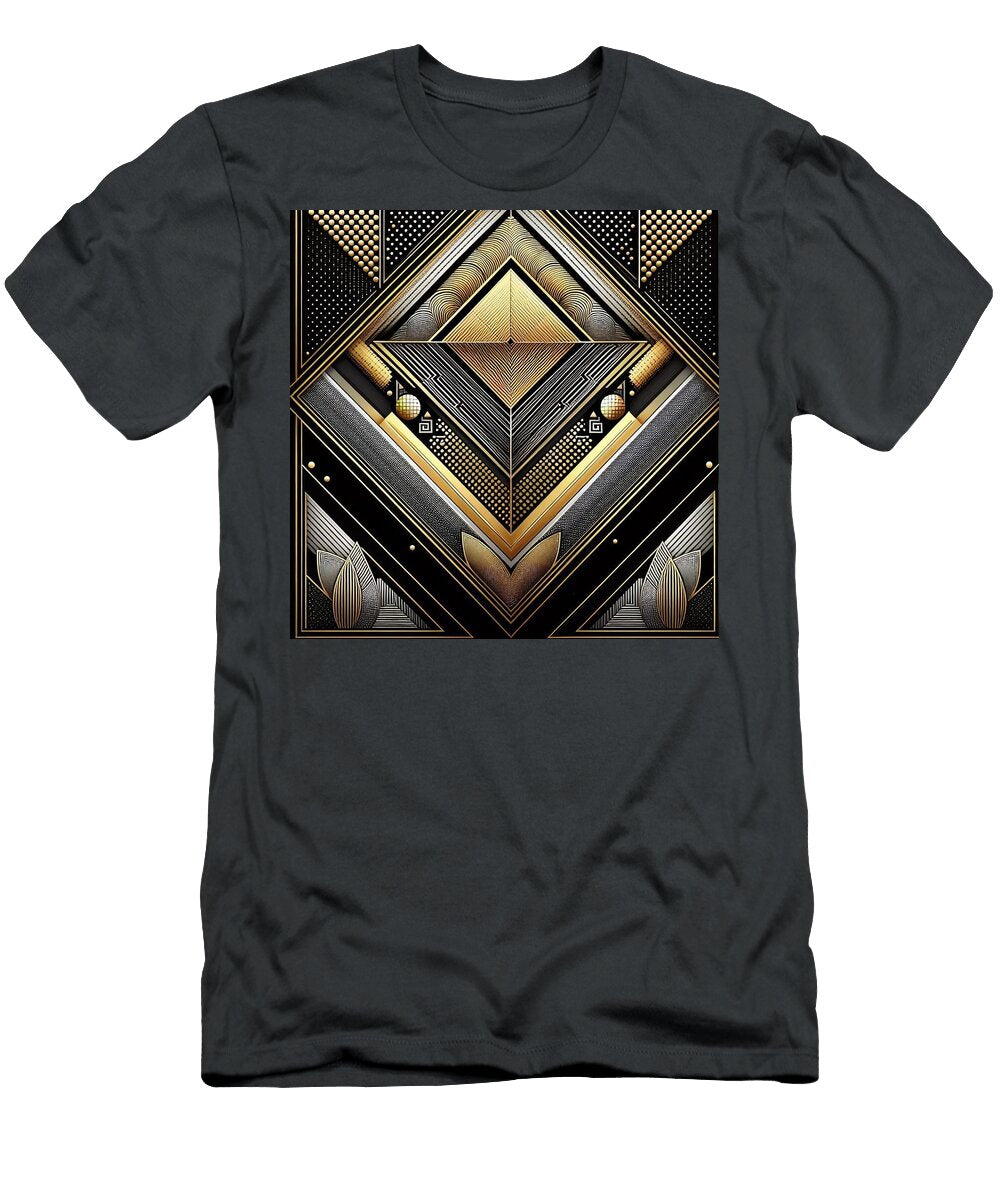 2 Gold and Silver Halftone Pattern on Geometric Black Background Talha Khan T-Shirt