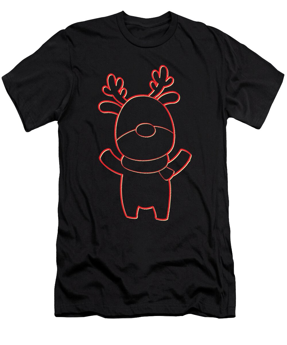2 Reindeer Christmas Lineart Manuel Schmucker T-Shirt