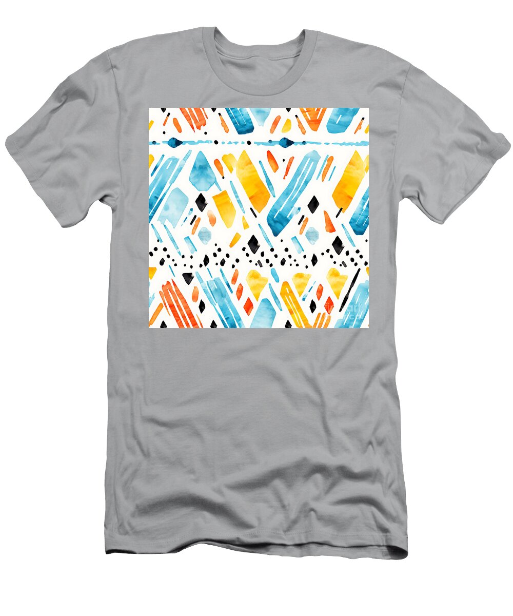 2 Tribal Wall Stencils Watercolor Vibrant Colors By Asar Studios Celestial Images T-Shirt