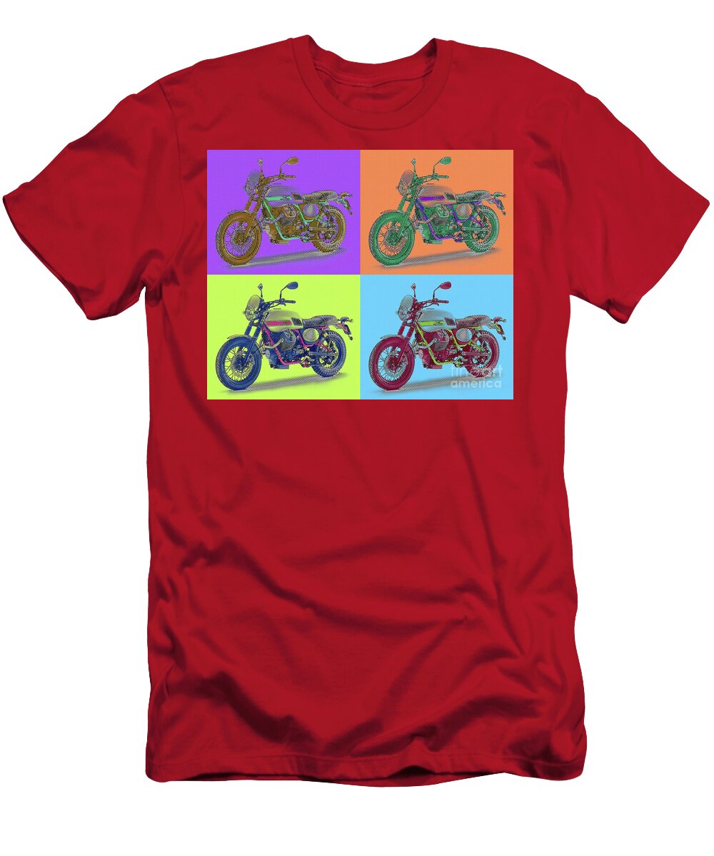 2016 Moto Guzzi V7ii Stornellopop Art Brush and Bike T-Shirt