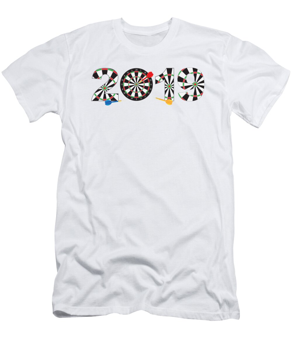 2019 Numerals with Dartboards and Darts Illustration Jit Lim T-Shirt