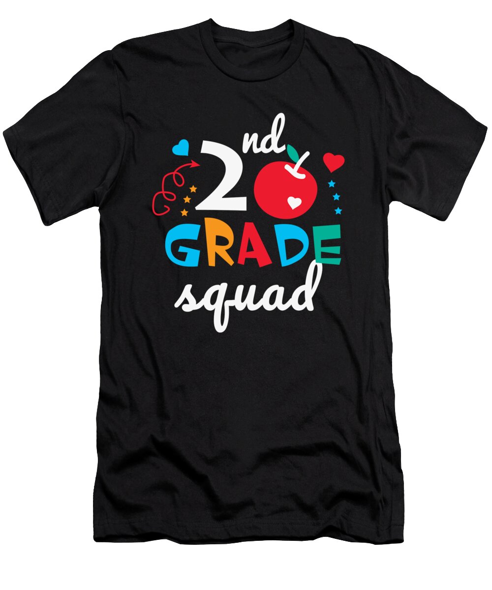 2nd Grade Squad School Gift Apple Design Licensed Art T-Shirt