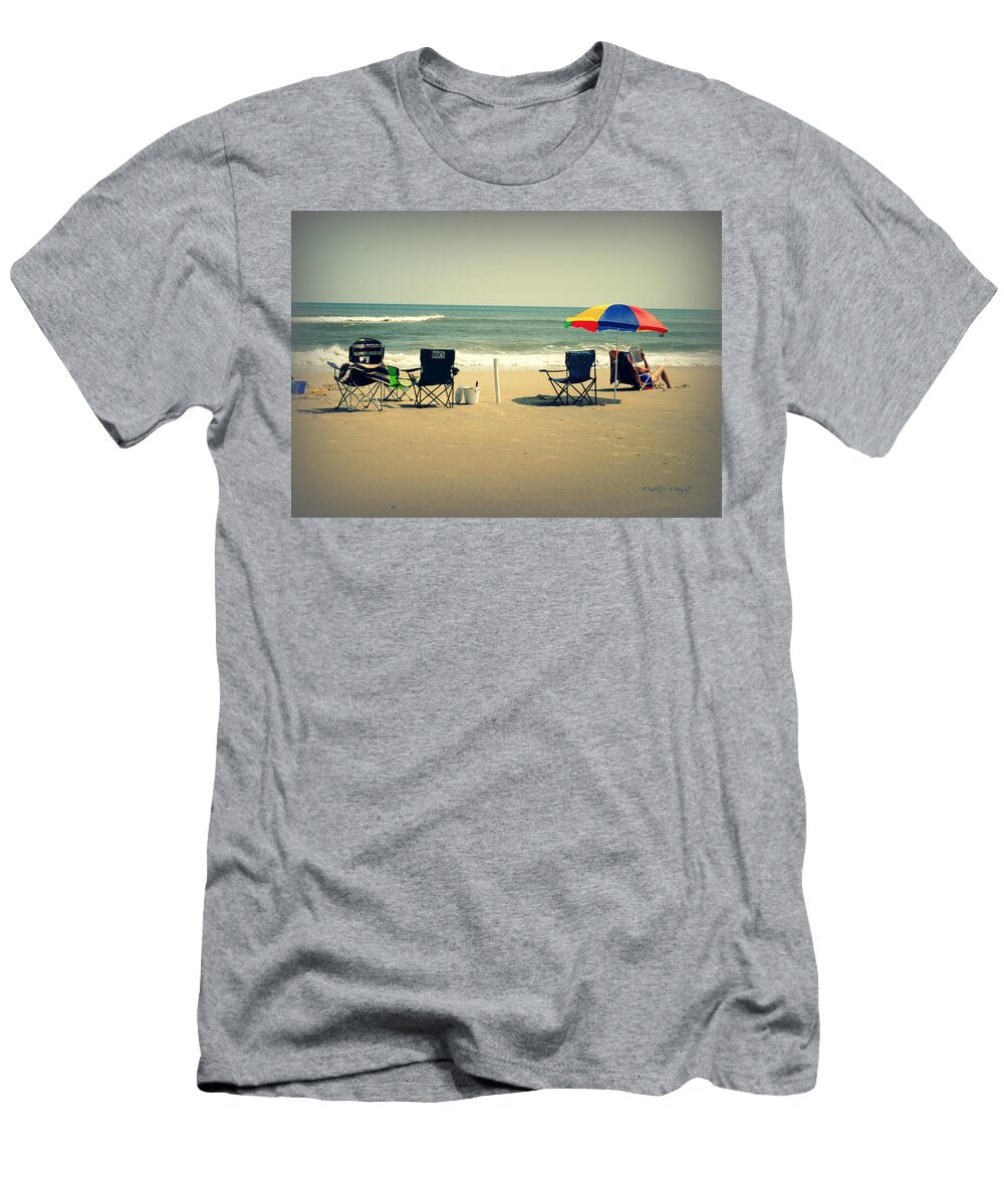 3 Empty Beach Chairs Paulette Wright T-Shirt