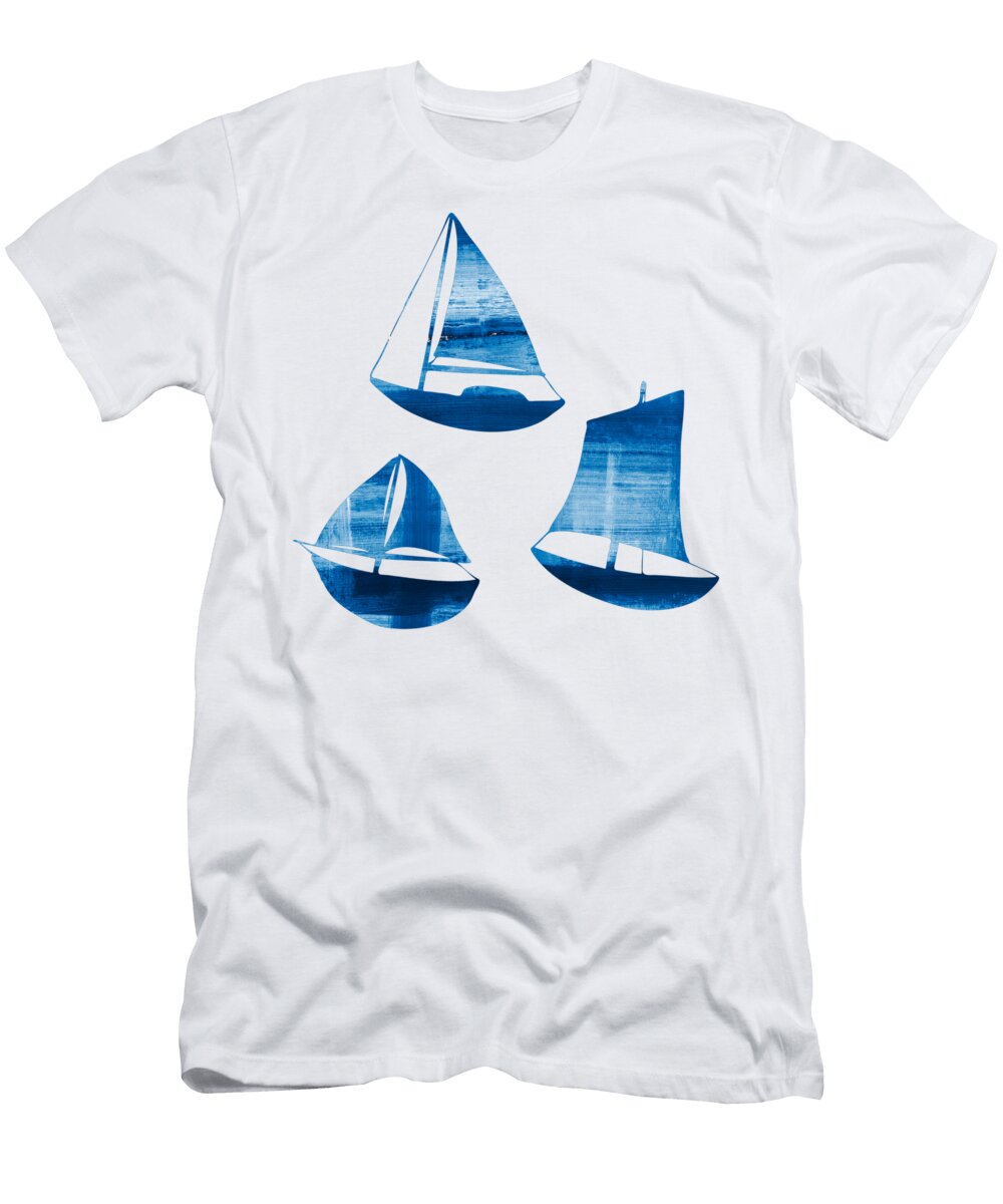 3 Little Blue Sailing Boats Frank Tschakert T-Shirt