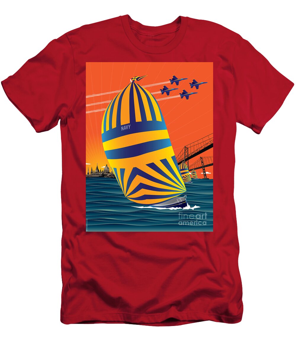 3 Usna Sunset Sail Joe Barsin T-Shirt
