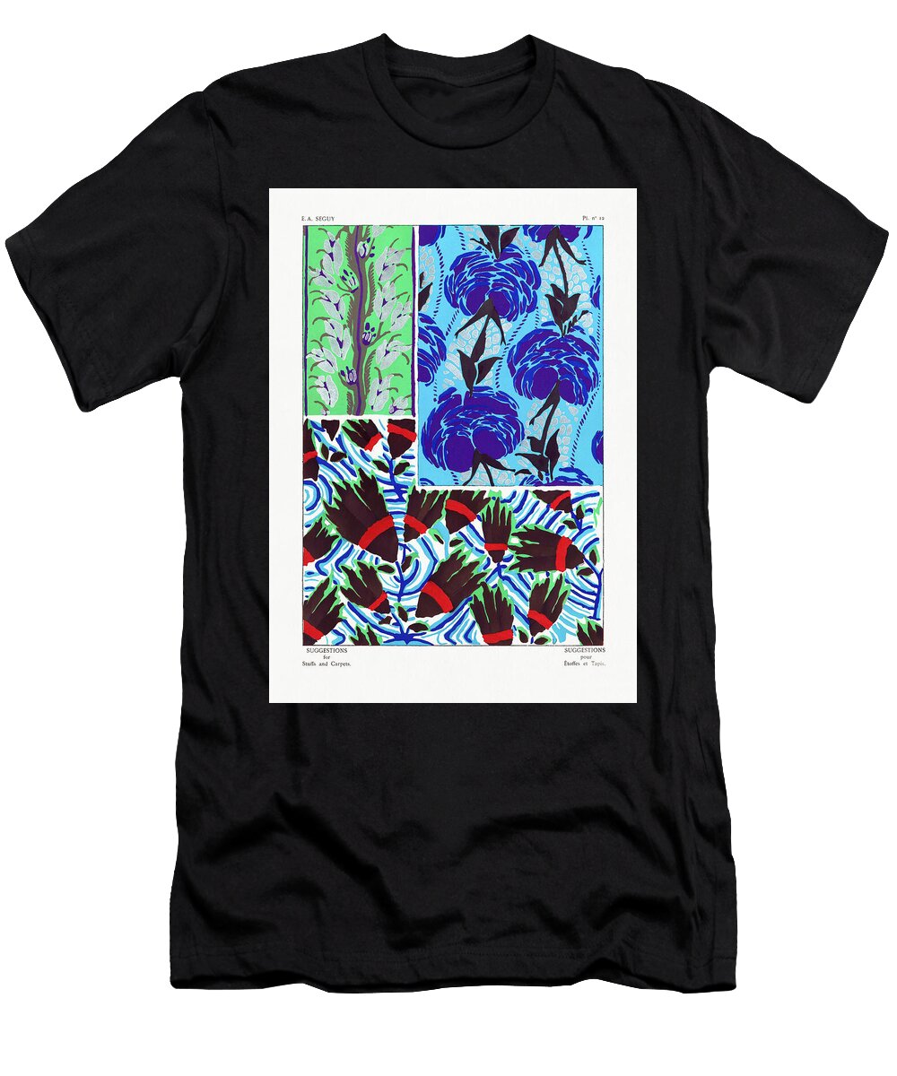 3 Vintage Flower Patterns Elegant Art Nouveau Pochoir Stencil Pri Seguy T-Shirt
