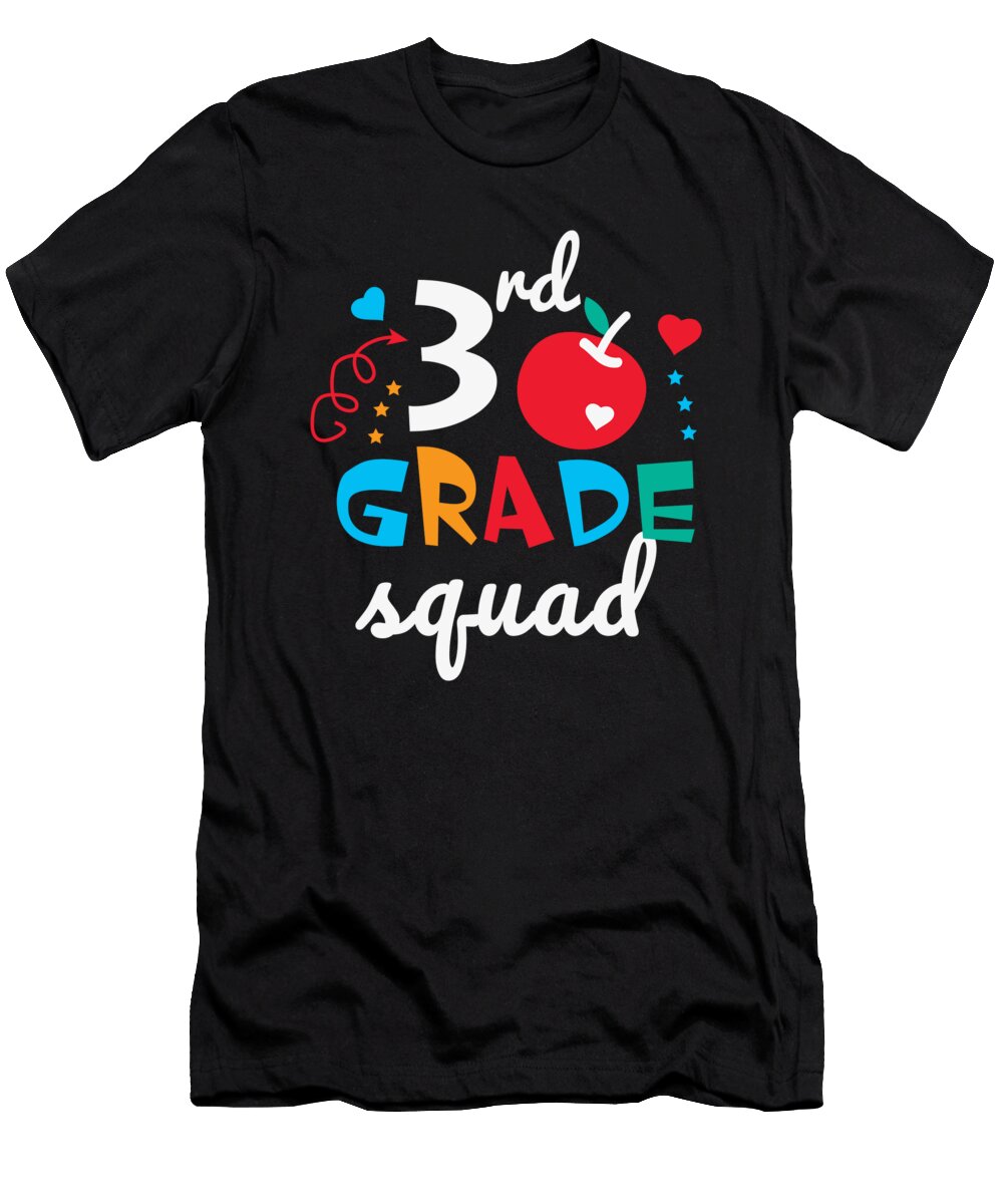 3rd Grade Squad School Gift Apple Design Licensed Art T-Shirt