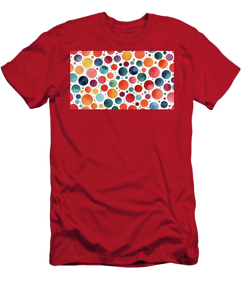 4 Hand Drawn Colorful Watercolor Geometric Seamless Polka Dot Patt Turgay Koca T-Shirt