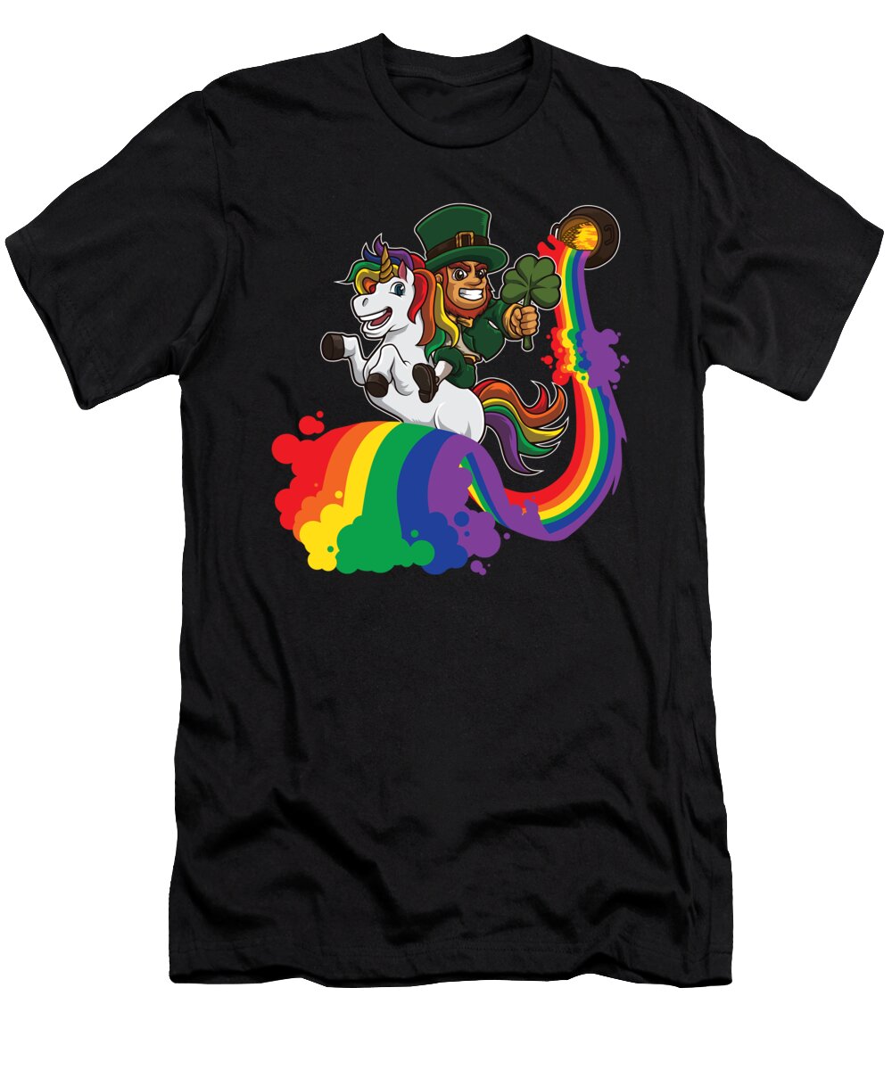 4 Leprechaun Rides a Unicorn on a Rainbow Mister T-Shirt