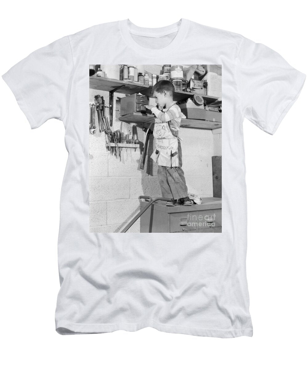 4 Year Old Boy in Tool Shed C1950s H Armstrong Robertsclassicstock T-Shirt