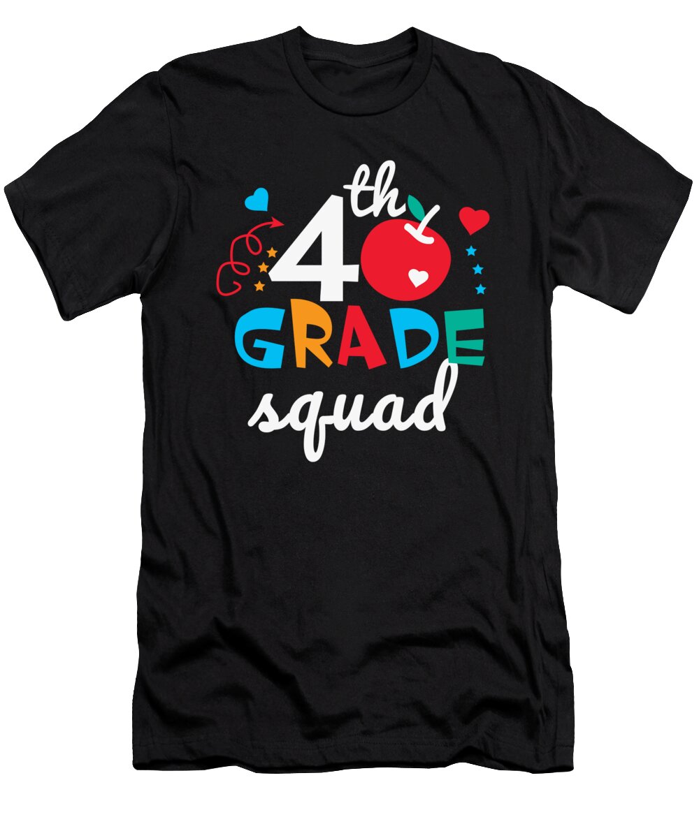 4th Grade Squad School Gift Apple Design Licensed Art T-Shirt
