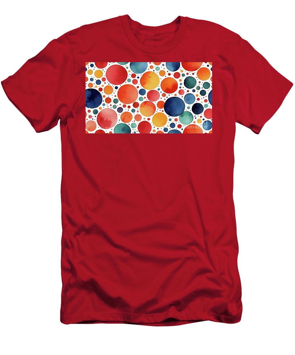 5 Hand Drawn Colorful Watercolor Geometric Seamless Polka Dot Patt Turgay Koca T-Shirt