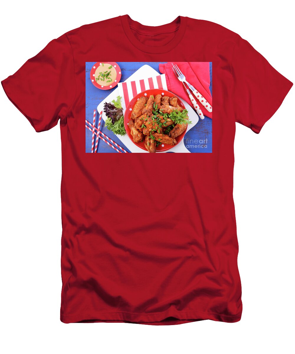 6 Bbq Setting with Spicy Chicken Wings Milleflore Images T-Shirt