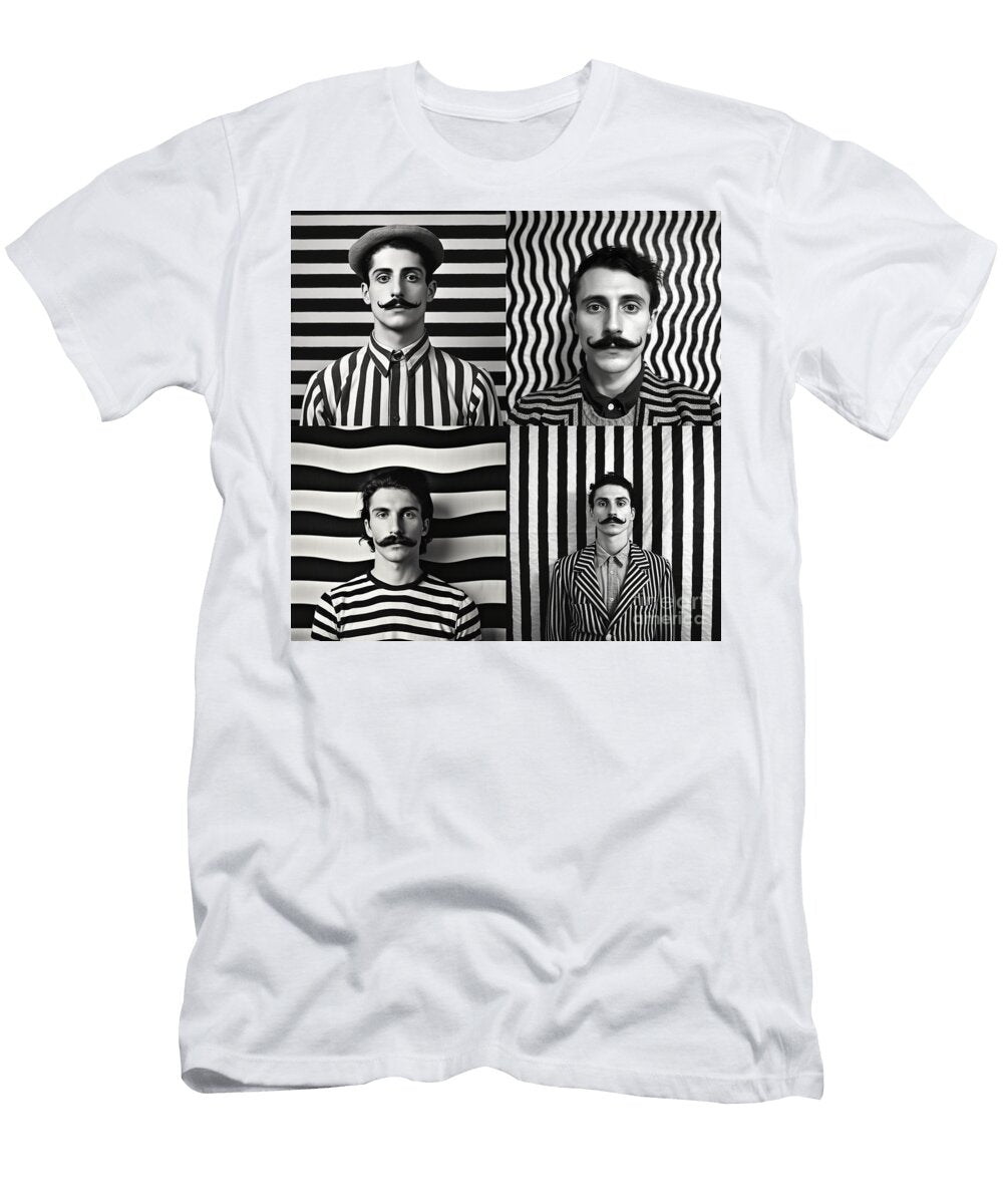 A Black and White Image of a Man with a Moustac Af D B Ac Bfeeb Artistic Rifki T-Shirt