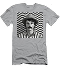 A Black and White Image of a Man with a Moustac Bb Ff B Ad Artistic Rifki T-Shirt