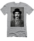 A Black and White Image of a Man with a Moustac Be Cd Cc Dd Db Artistic Rifki T-Shirt