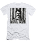 A Black and White Image of a Man with a Moustac Bef Ea Ab Cb Artistic Rifki T-Shirt