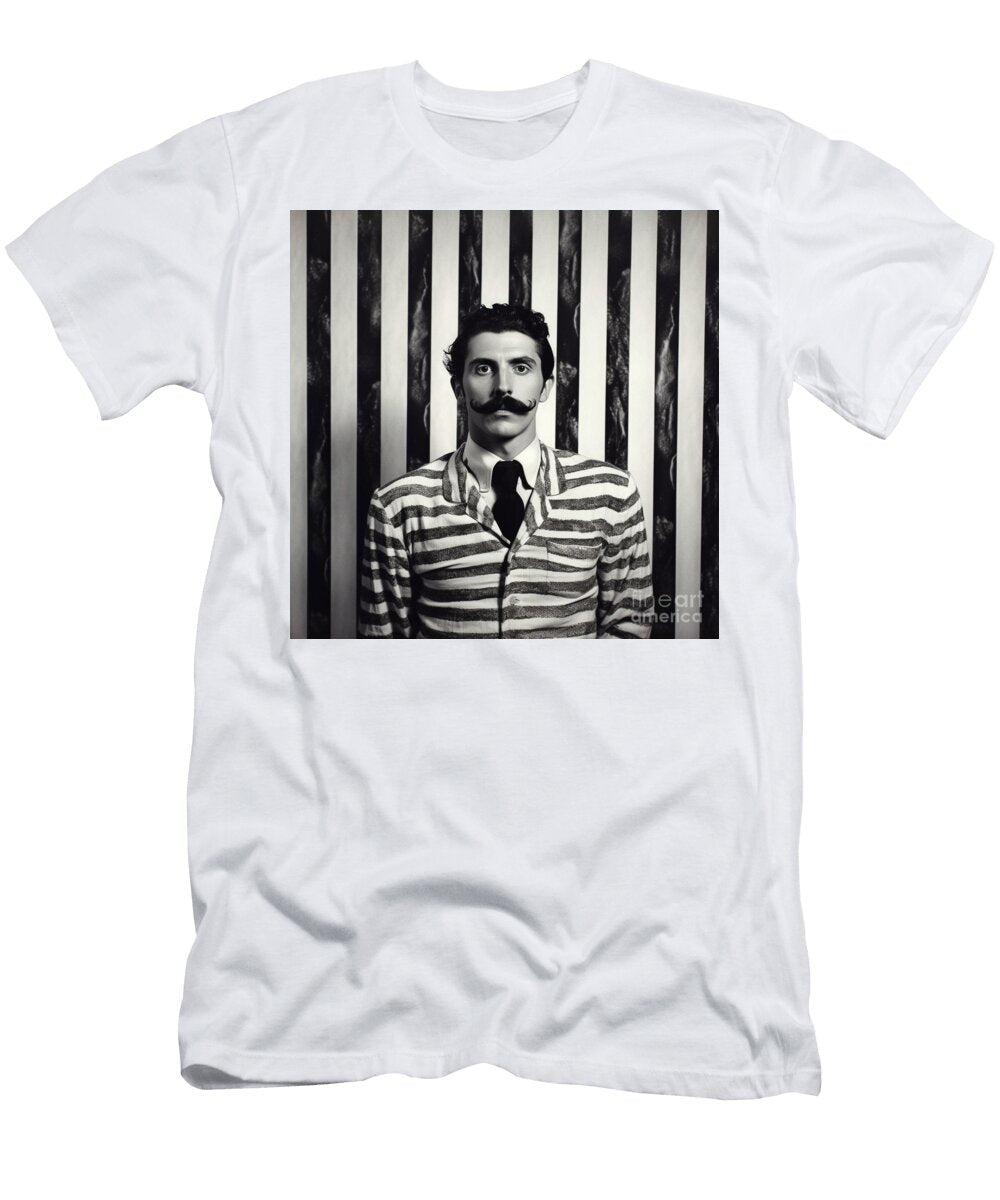 A Black and White Image of a Man with a Moustac Cd B Bbce Dbedcd Artistic Rifki T-Shirt