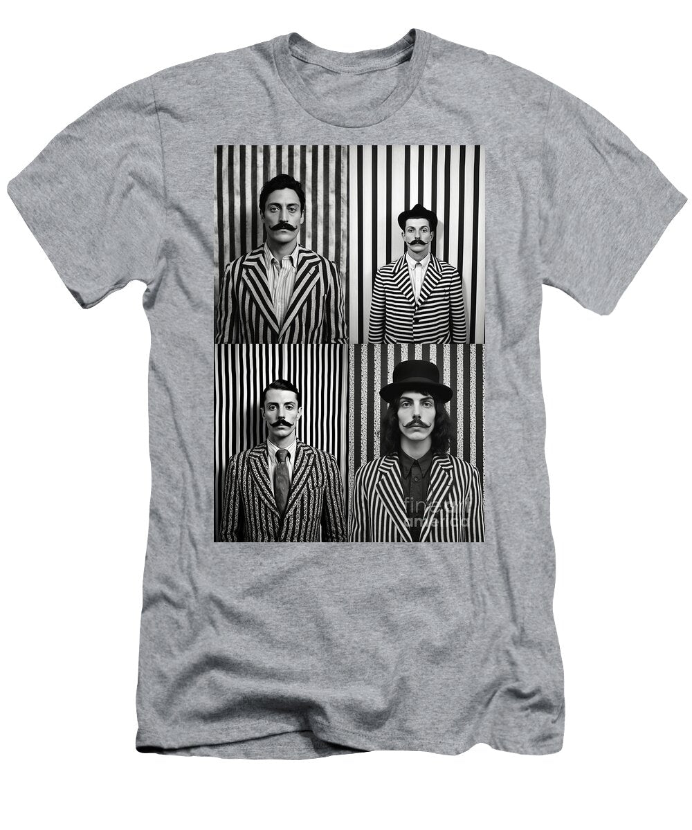 A Black and White Image of a Man with a Moustac Db Caf C Ecdfdfeb Artistic Rifki T-Shirt